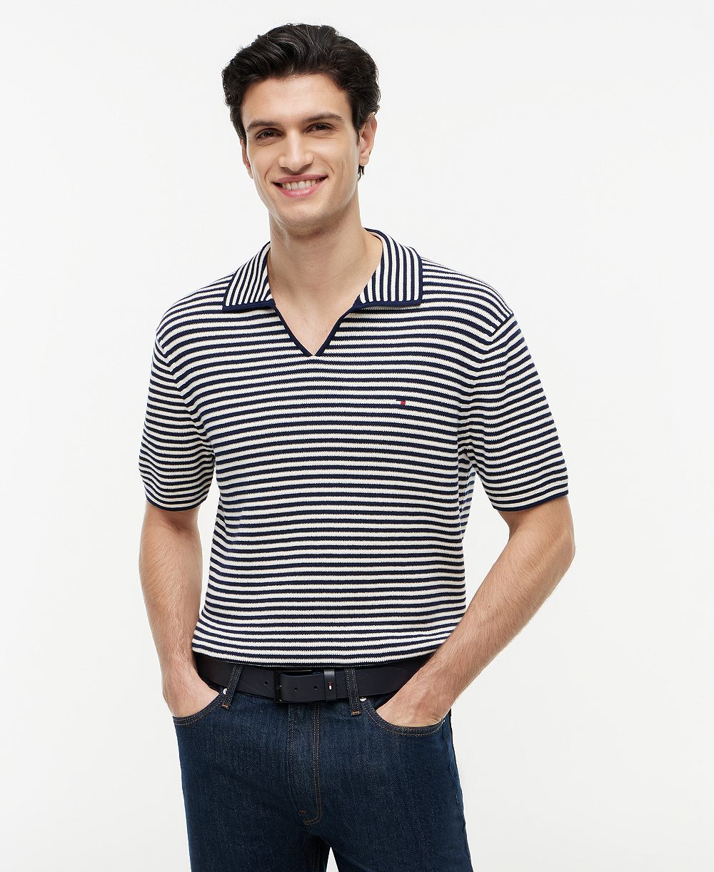 Tommy Hilfiger Men's Structure Short-Sleeve Johnny Collar Polo Sweater