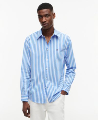 Tommy Hilfiger Мужская рубашка в полоску Flex Poplin Regular-Fit