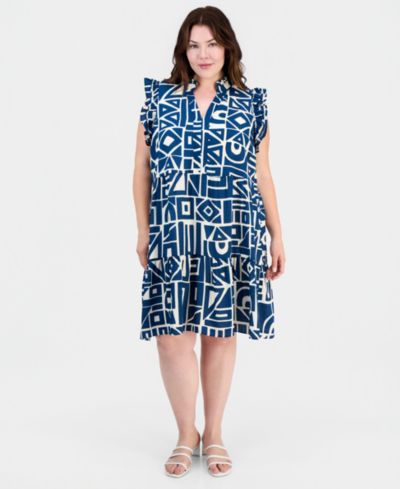 Sandra Darren Plus Size платье с оборками и многослойным силуэтом