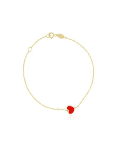 The Lovery Mini Coral Single Heart Bracelet 14K Gold