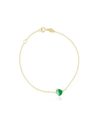 The Lovery Mini Malachite Single Heart Bracelet 14K Gold