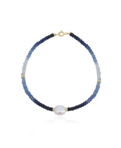 The Lovery Blue Sapphire Ombre Bead Pearl Bracelet 14K Gold