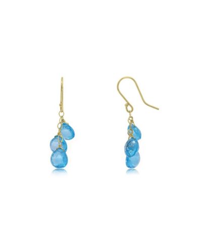 The Lovery Blue Topaz Bead Dangle Earrings 14K Gold