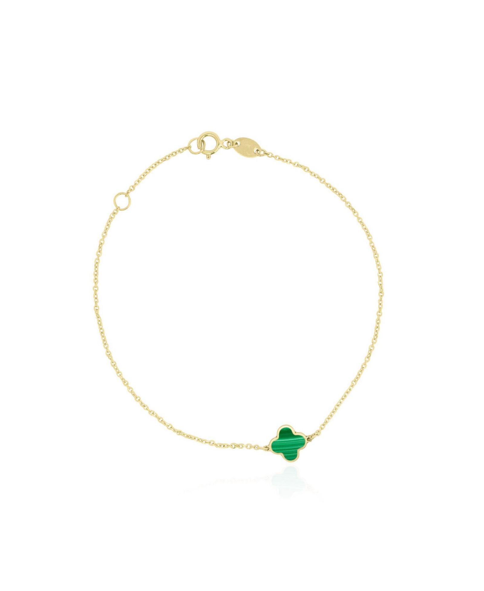 Браслет The Lovery Mini Malachite Single Clover 14K Gold