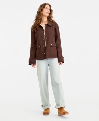 Женская куртка Maralyn & Me Juniors' Contrast-Collar Snap-Front Barn Jacket