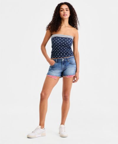 Детские джинсовые шорты Celebrity Pink Gingham Exposed-Pocket