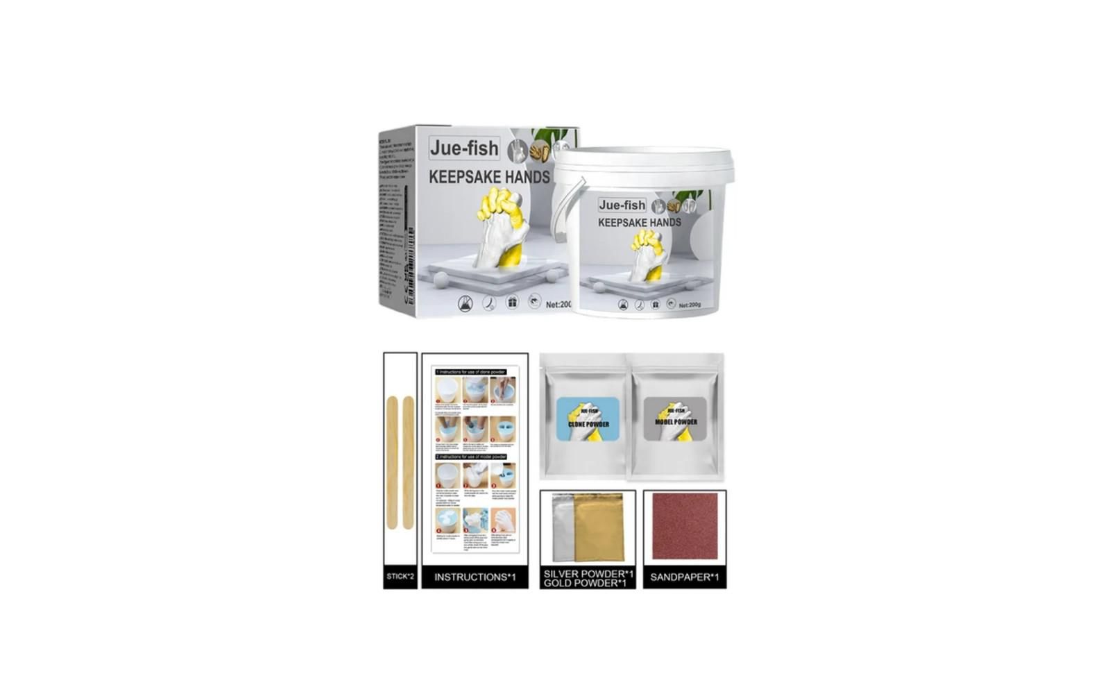 JDiction DIY 3D Hand Casting Kit with Seaweed Extract, Keepsake Mold Set for Couples and Kids, Ideal for Anniversary, Valentine's Day and Home Decor
