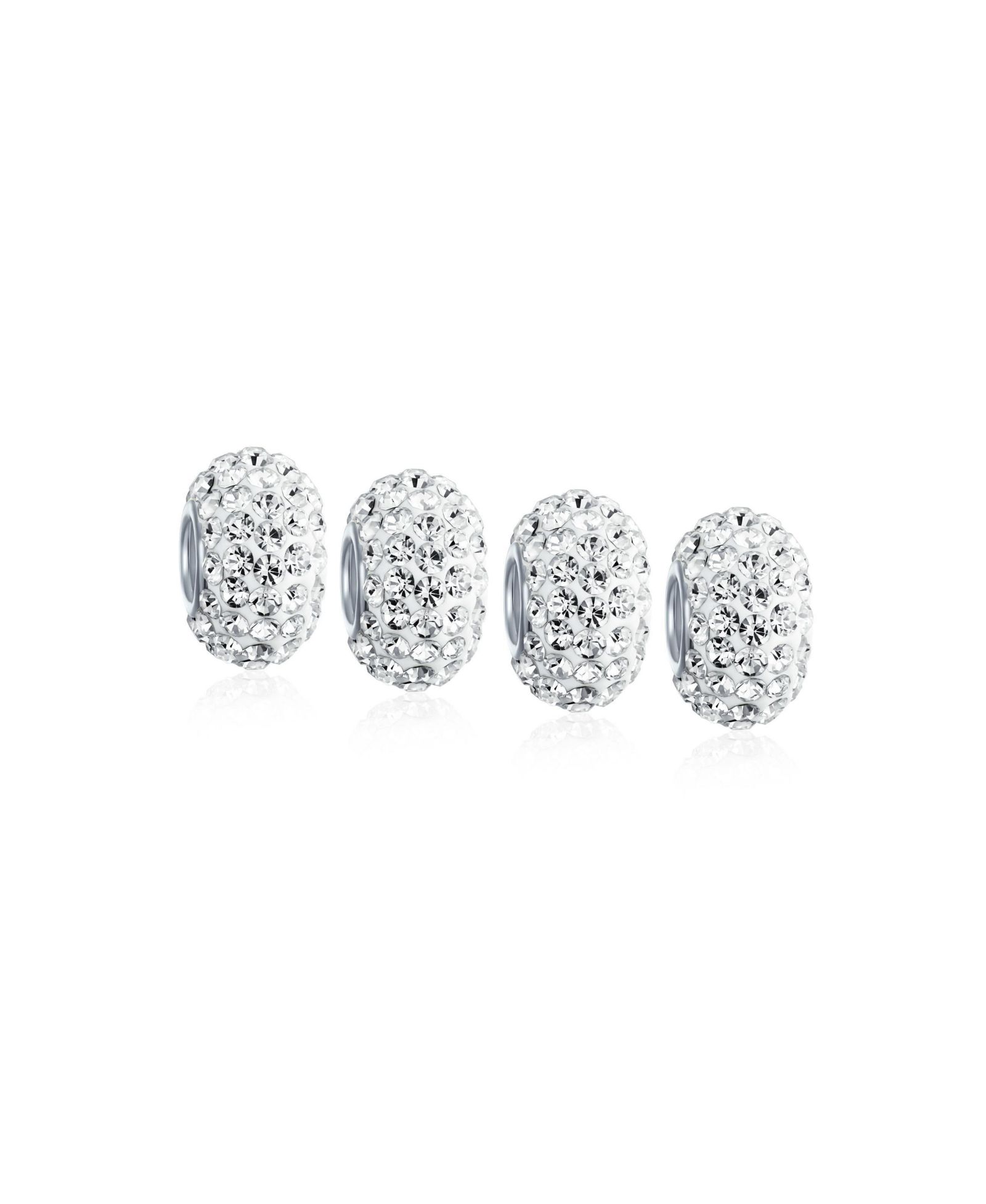 Набор из 4 бусин-подвесок Bling Jewelry со стразами, серебро 925 пробы