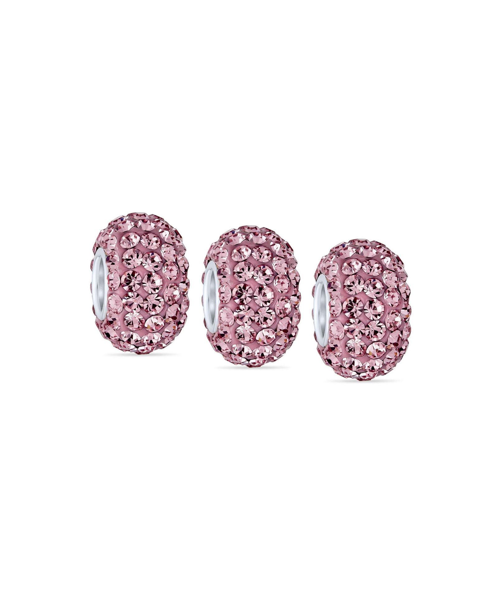 Bling Jewelry Charm Sets Crystal Spacer Bead Core .925 Sterling Silver Fits European Charm Bracelet