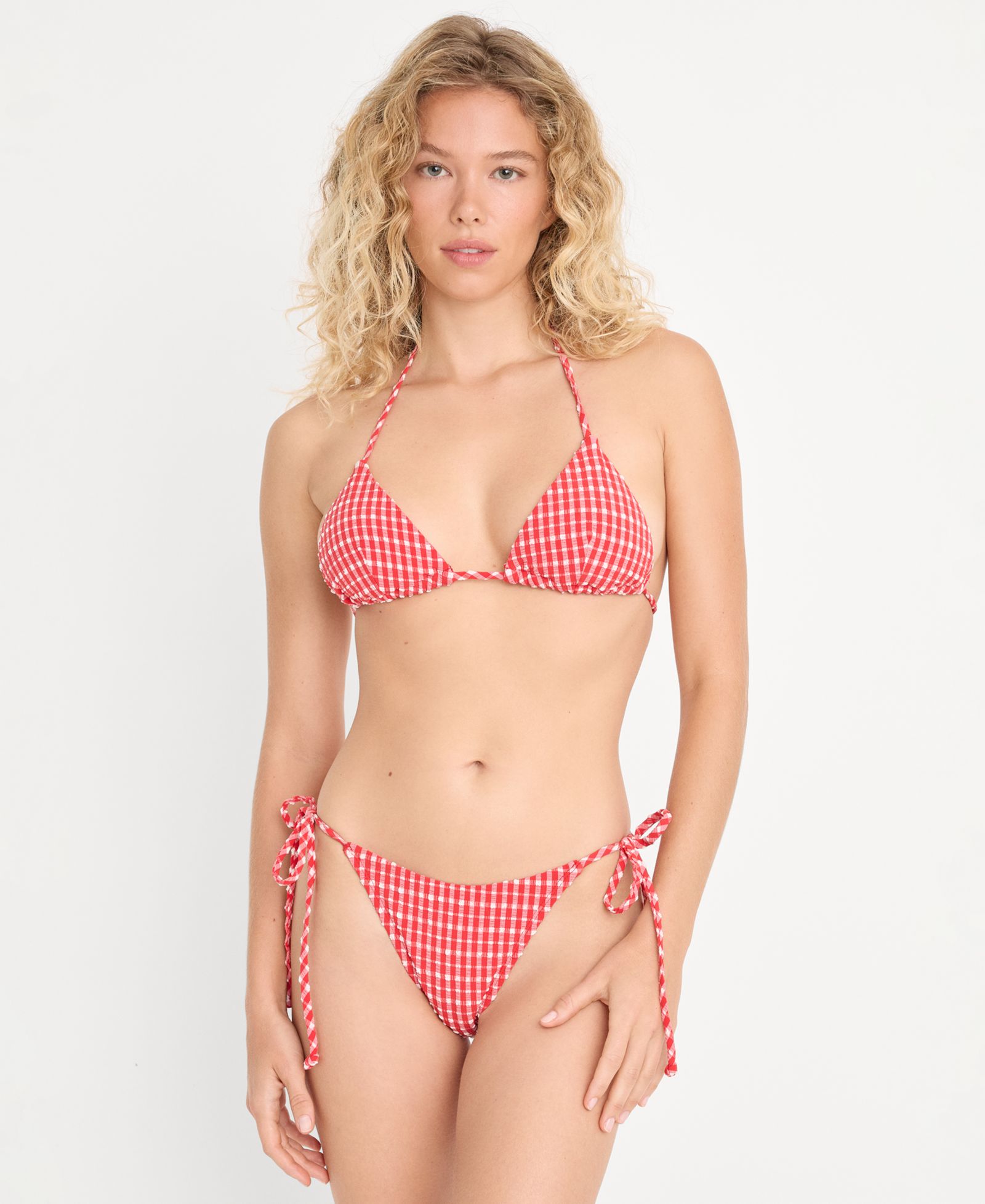 Good American Женский верх бикини в клетку Gingham String