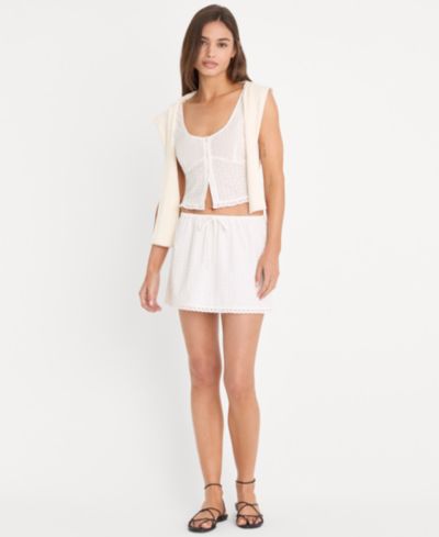 Женская мини-юбка Good American Eyelet Voile Pull-On