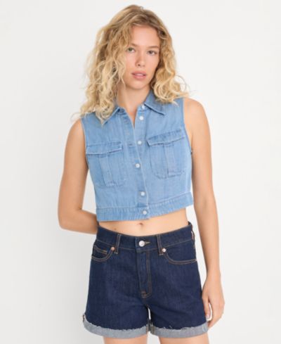 Женский топ Good American Denim Sleeveless Button-Up