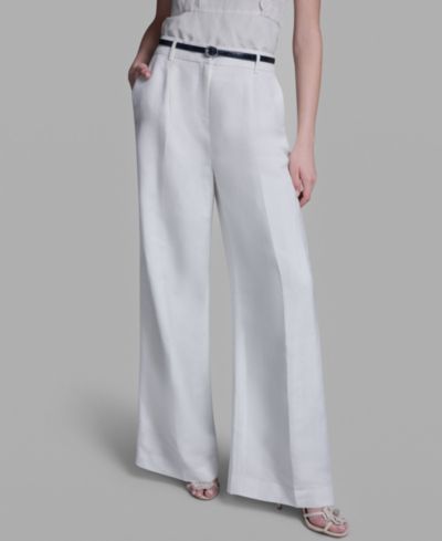 BCBG Women's High-Rise Wide-Leg Belted Pants