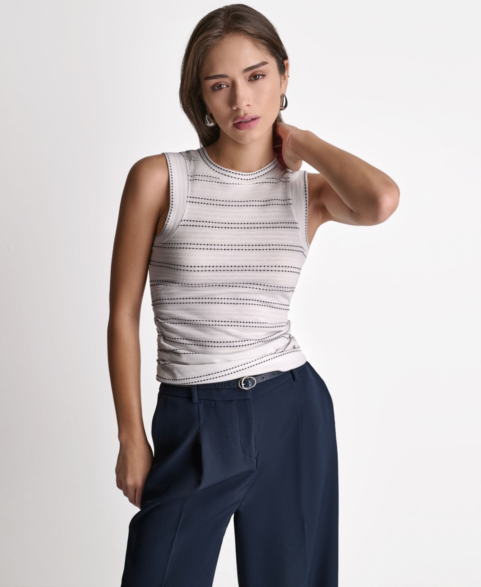 BCBG Women's Crewneck Sleeveless Knit Top