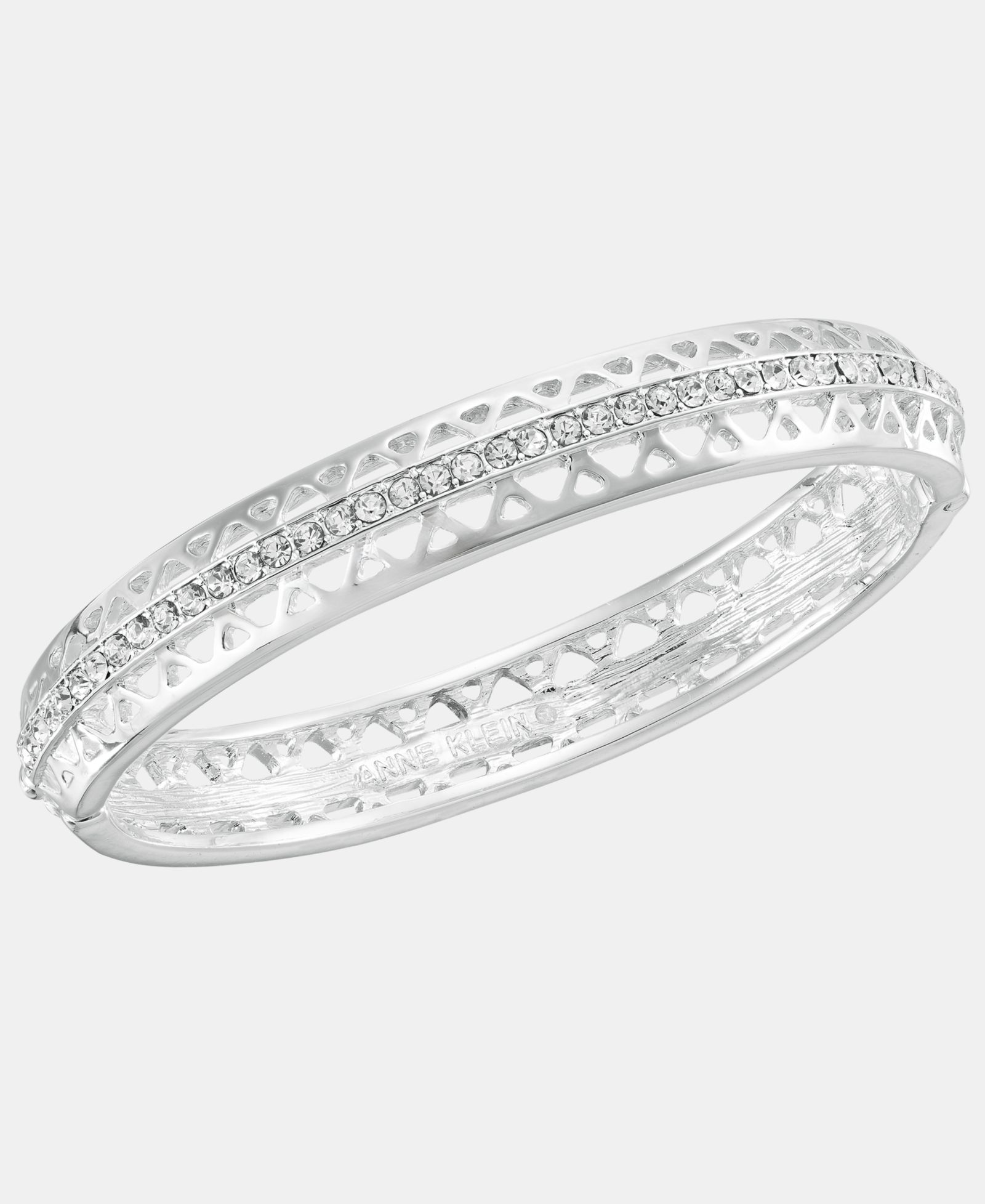 Браслет Anne Klein Silver-Tone Boxed Crystal Mesh Stone Open Hinge