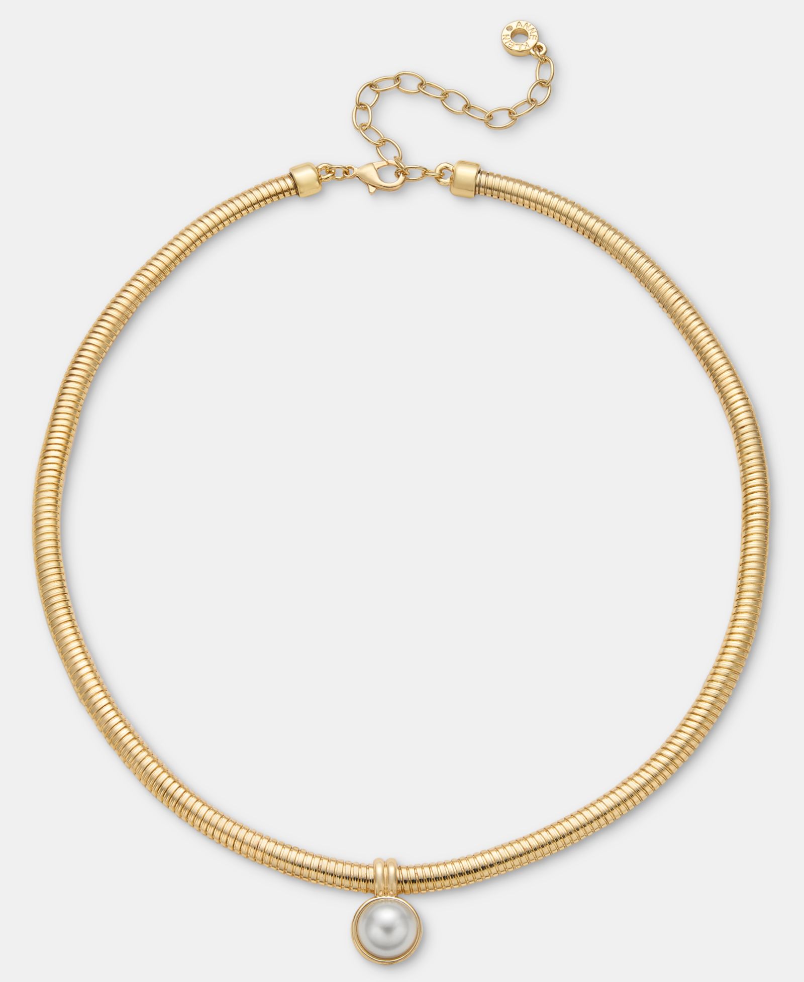 Anne Klein Подвеска-кулон с имитацией жемчуга Omega Chain Gold-Tone