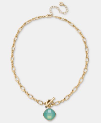 Anne Klein Подвеска с камнем Pacific Stone в золотом цвете