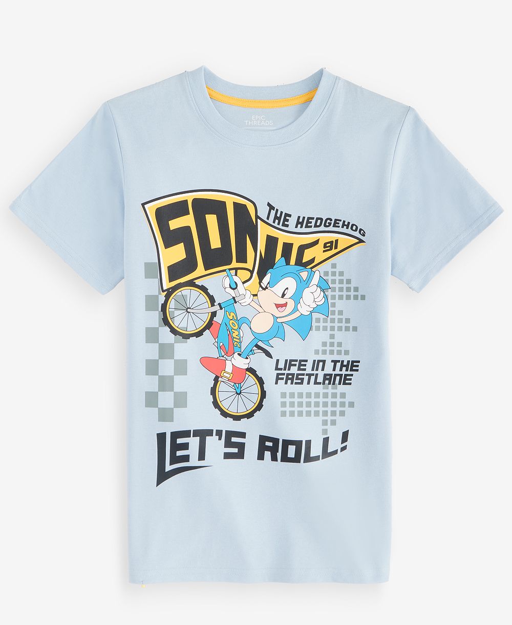 Epic Threads Детский T-shirt Sonic Let's Roll Short-Sleeve, XS-XL
