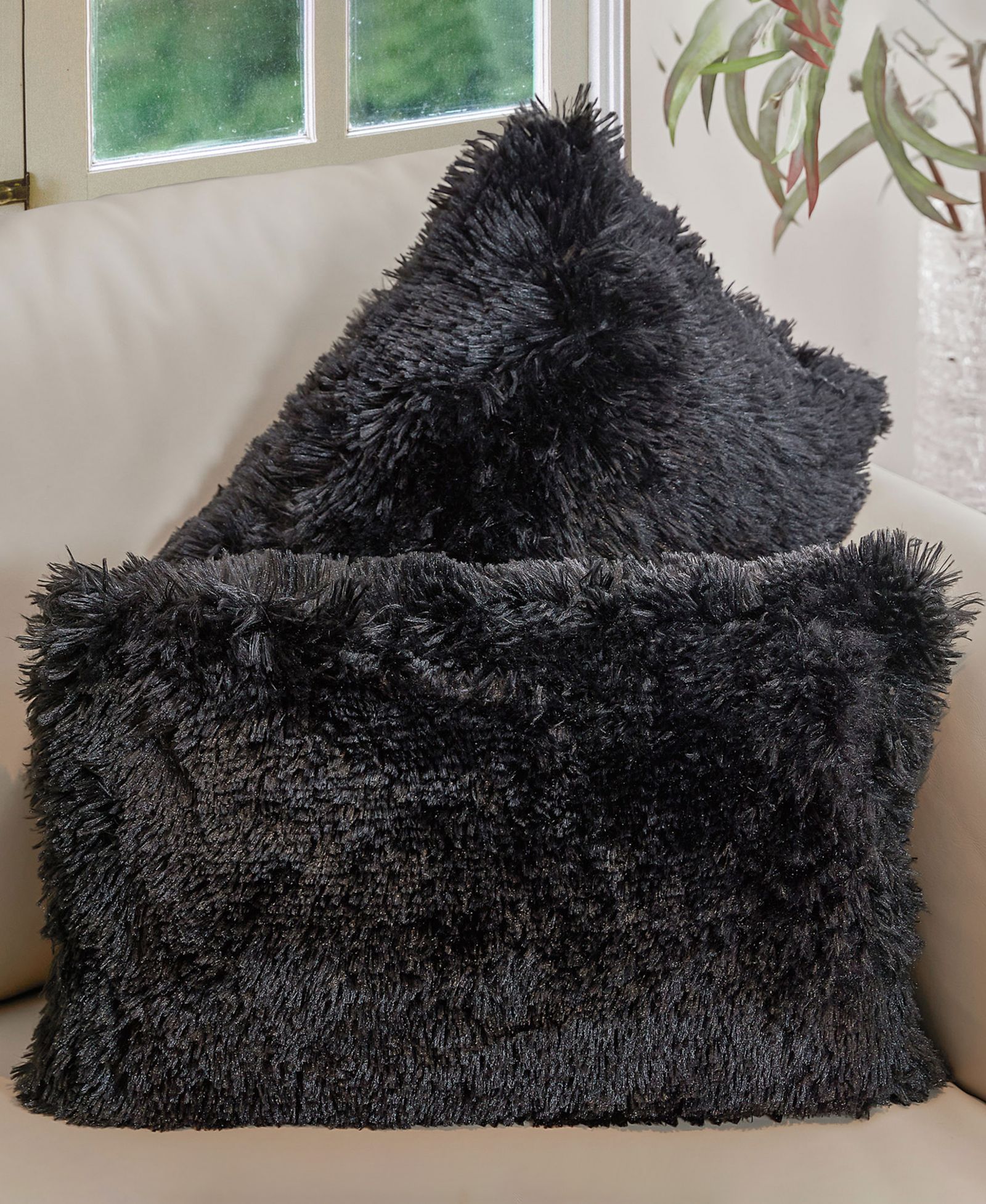 Cheer Collection Textured Fluffy Decorative Pillow, 12" x 20"
