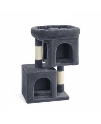 ARONKL Cat Tree Tower with Large Perch 2 Caves Scratching Posts Sturdy Stable