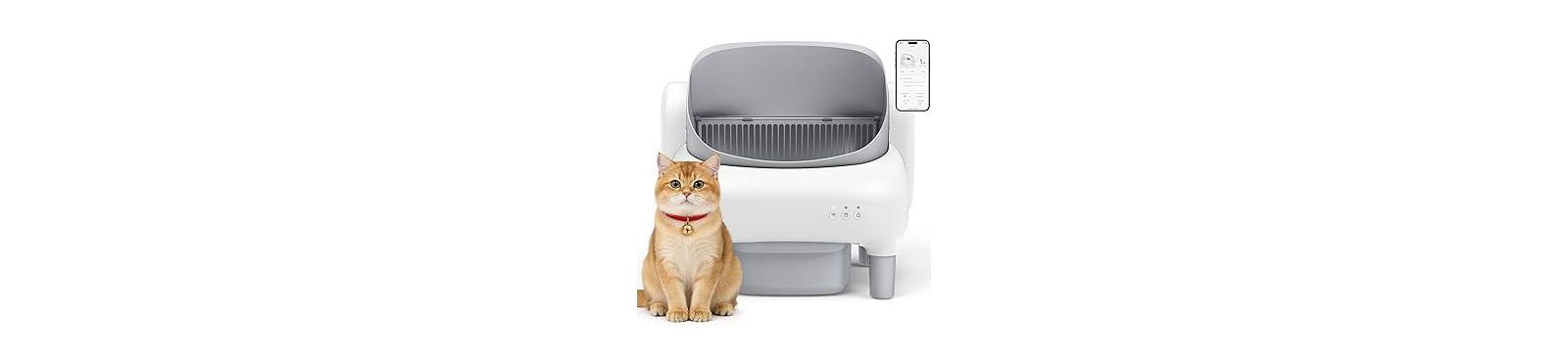 Cumrige Self-Cleaning Cat Litter Box with App and Large Waste Bin Champagne color