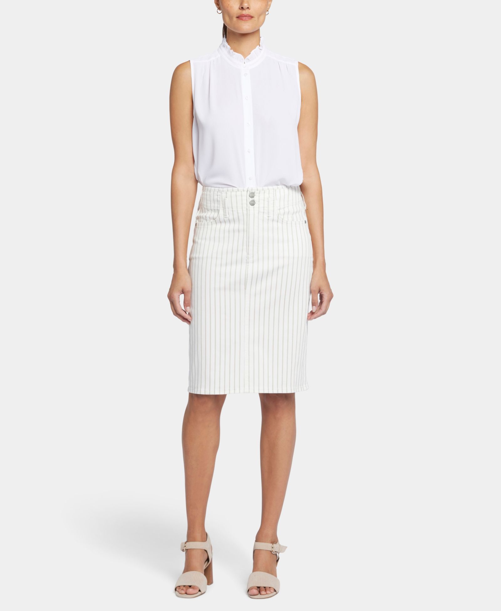 NYDJ Petite High-Waist Button Closure Skirt