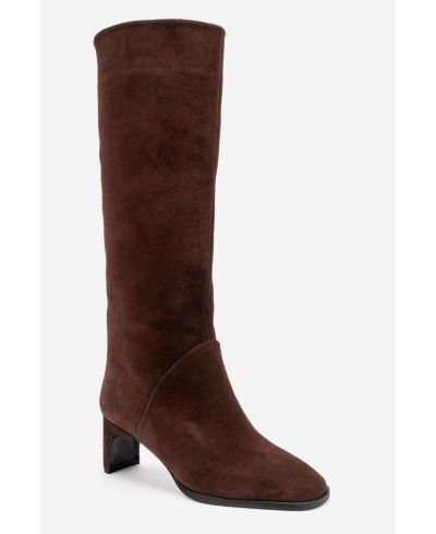 Forever & Always Shoes Женские кожаные сапоги Taly на блочном каблуке, высокие