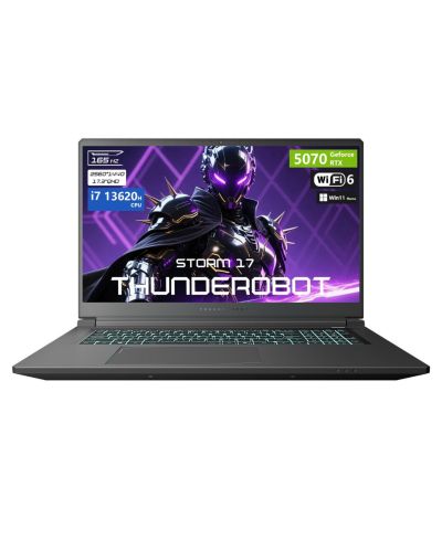 Игровой ноутбук THUNDEROBOT Storm 17.3", Intel Core i7, 32GB RAM, NVIDIA GeForce RTX 5070, 1TB SSD, Windows 11 Home, 165Hz - Black