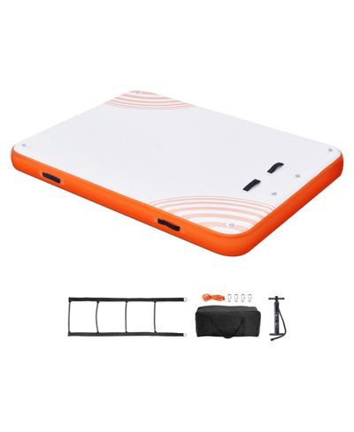 Mecale Inflatable Floating Dock Platform with Non-Slip Surface and Ladder