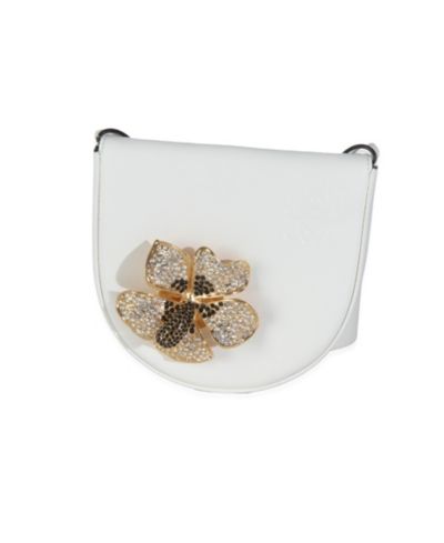 Pre-Owned Loewe White Calfskin Heel Metal Flower Crossbody
