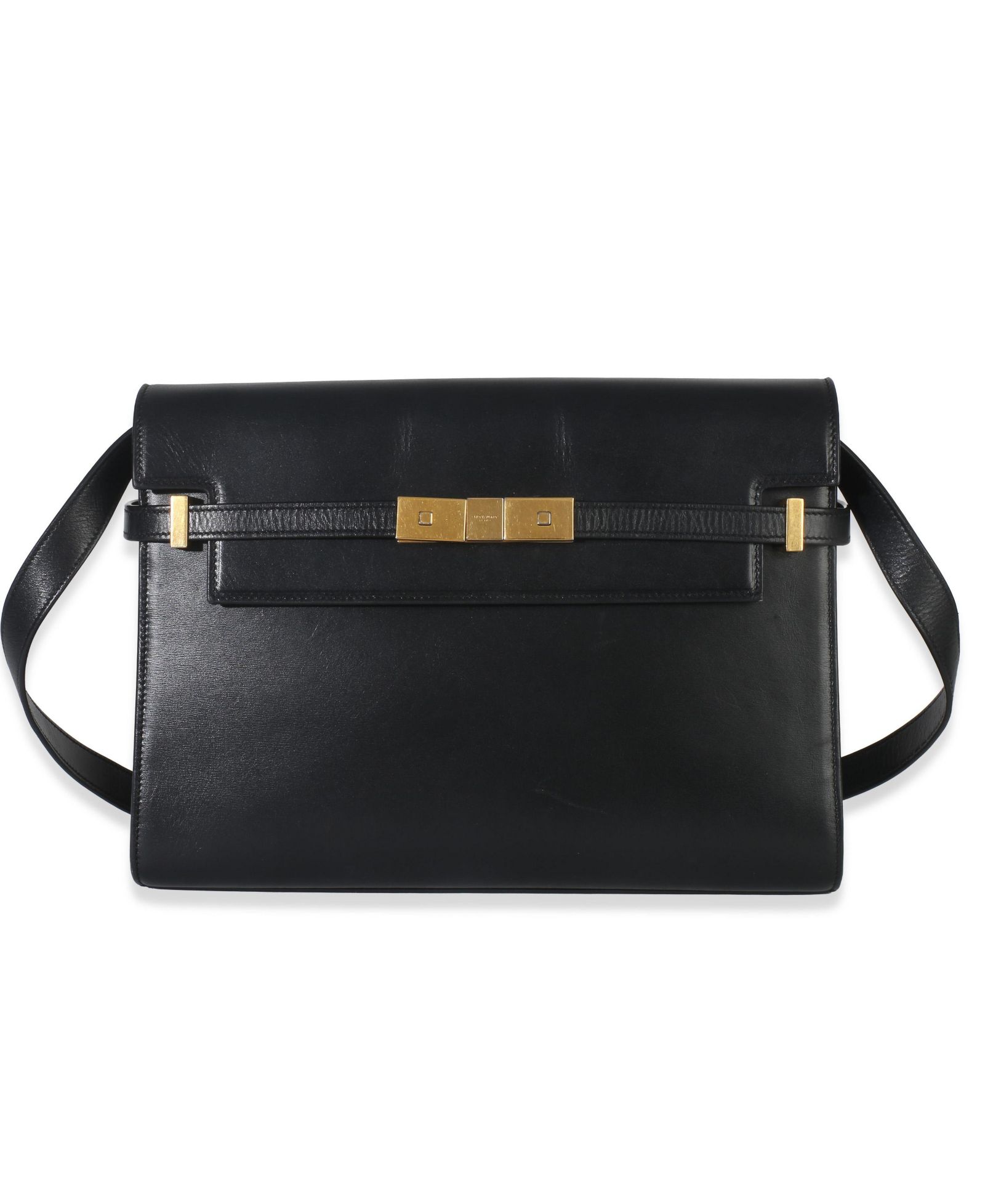 Pre-Owned Saint Laurent Black Calfskin Medium Manhattan Shoulder Bag