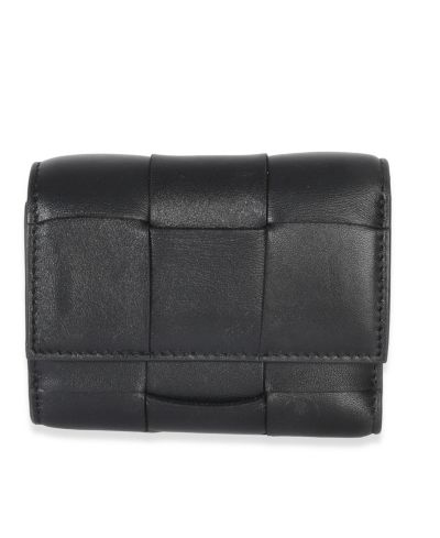 Bottega Veneta б/у маленький складной кошелек Cassette Intrecciato, черный