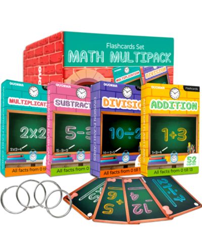 QUOKKA Детские развивающие игрушки - Математические карточки для детей 4-8 лет - Игры на сложение, вычитание, умножение и деление для детей 5-7 лет