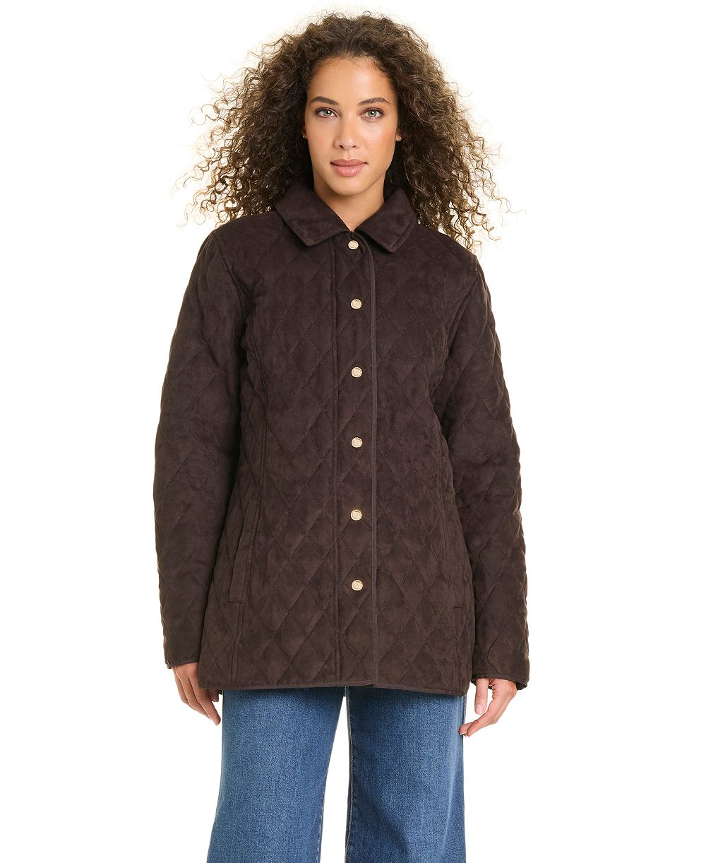 Jones New York Women's Faux Sude Quilted Coat