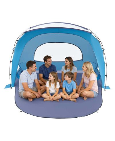 Mecale 6-Person Beach Tent Sun Shelter with UPF 50+ Protection and Sand Pockets