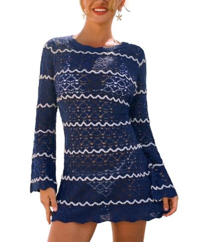 Cupshe Women's Independent Striped Cover-Up Mini Beach Dress