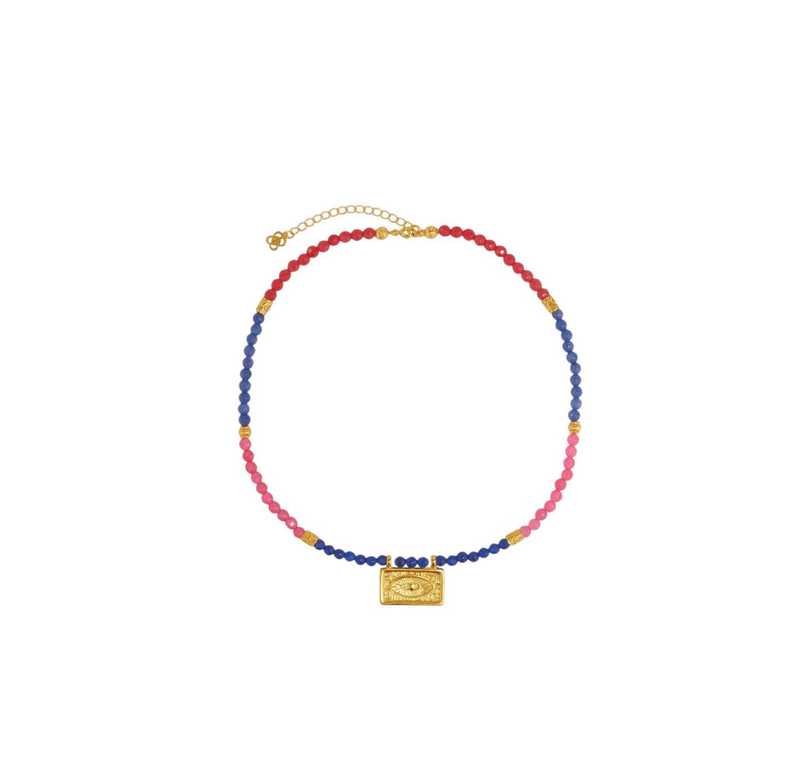 Ottoman Hands Arden Evil Eye Gemstone Beaded Necklace