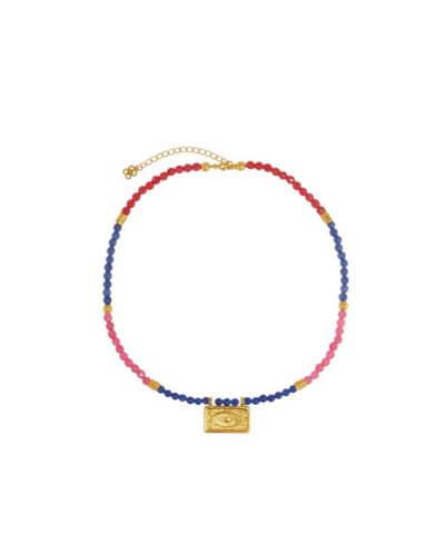 Ottoman Hands Arden Evil Eye Gemstone Beaded Necklace