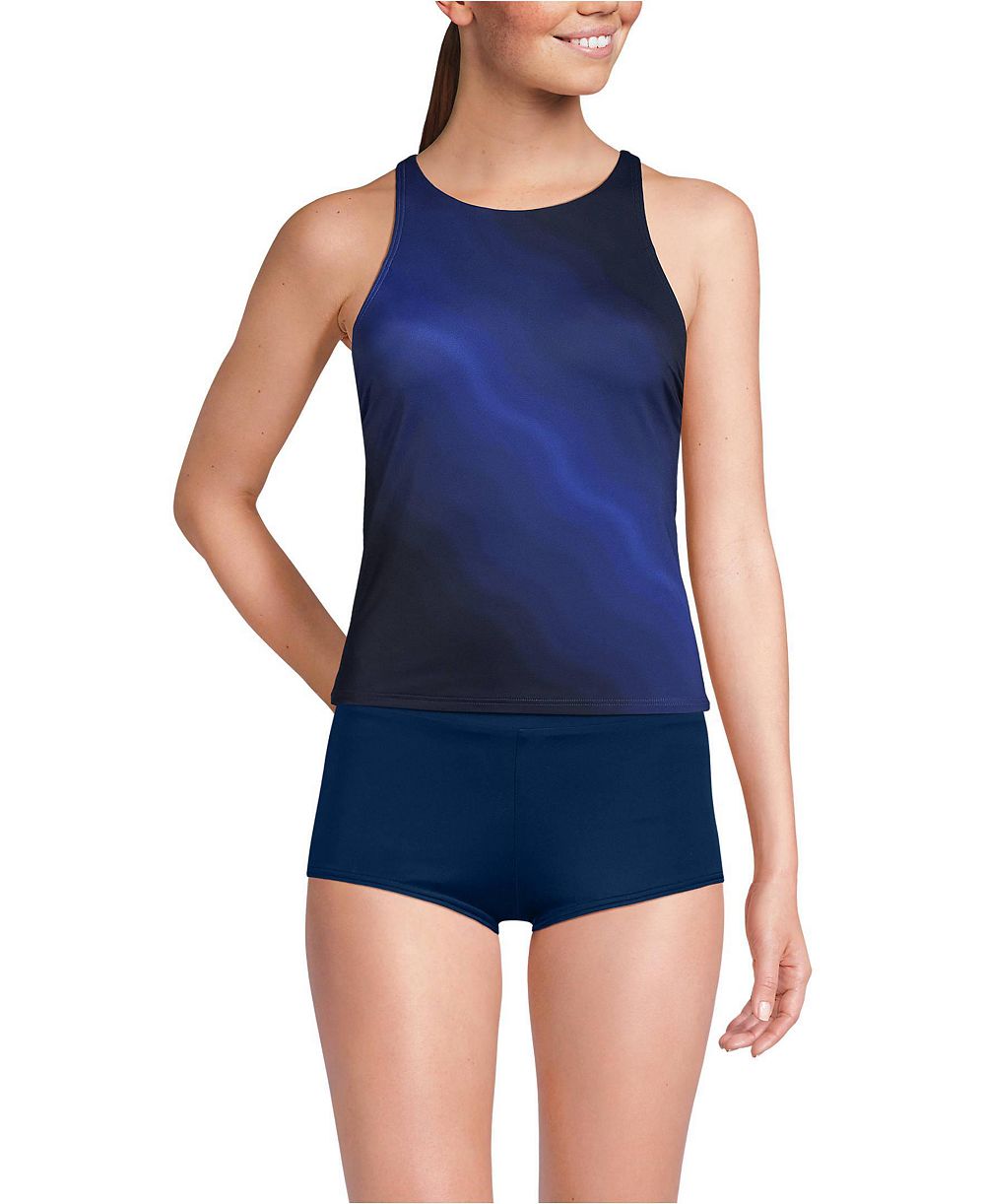 Lands' End Women's DD-Cup Tugless High Neck Strappy Back Tankini Top