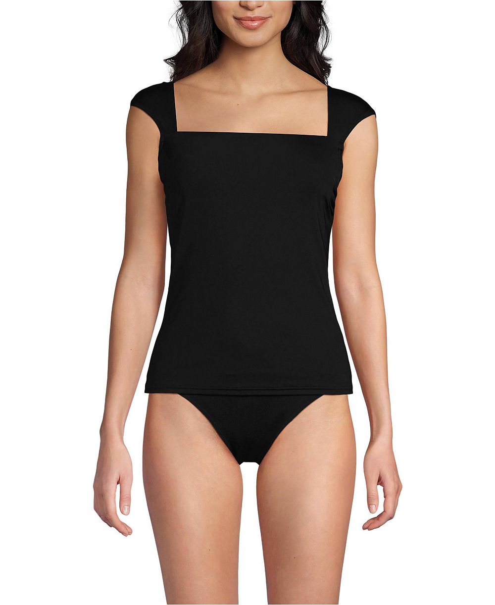 Lands' End Women's DDD-Cup Square Neck Underwire Tankini Top