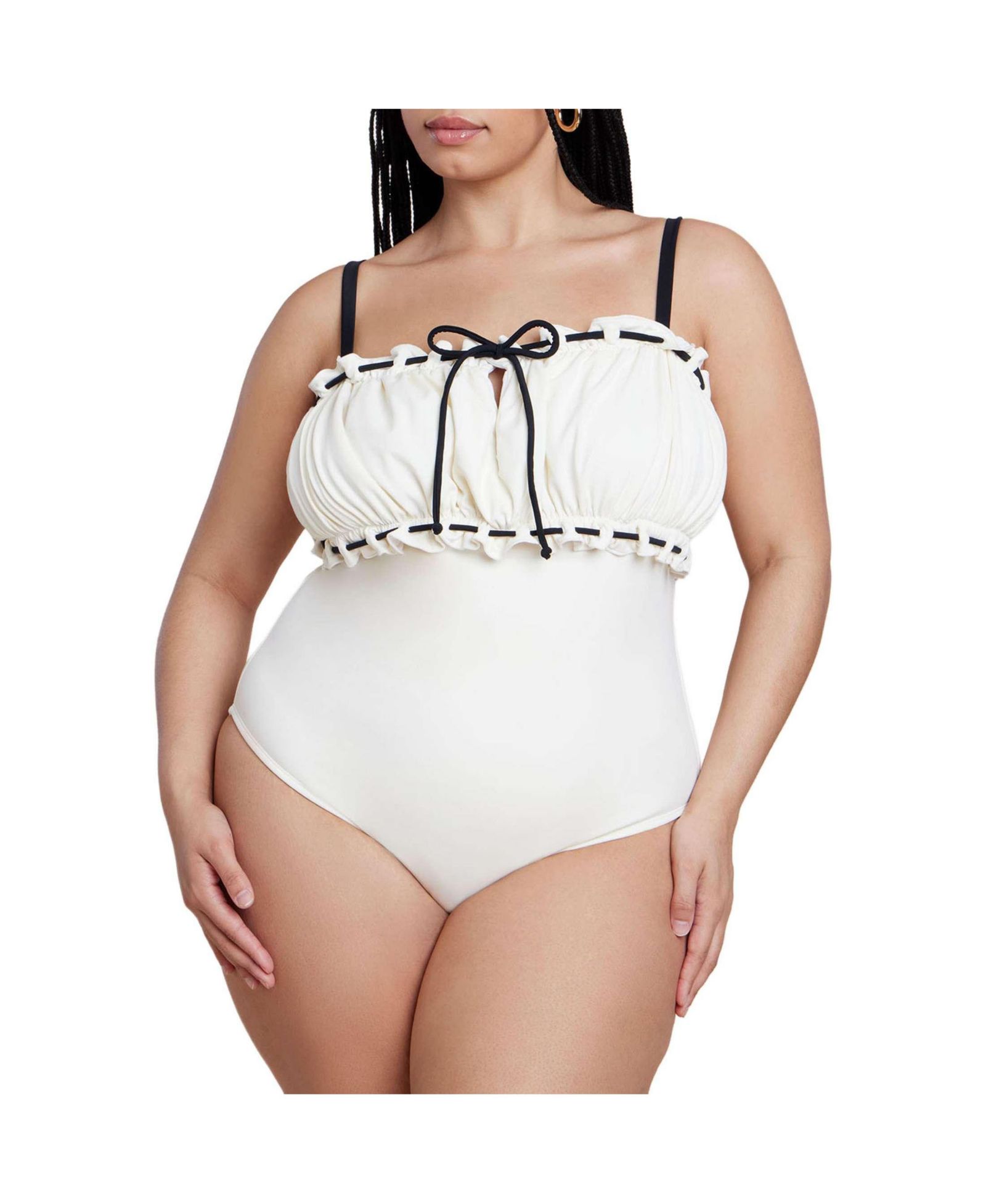 Слитный купальник ELOQUII Plus Size Ruched Bandeau