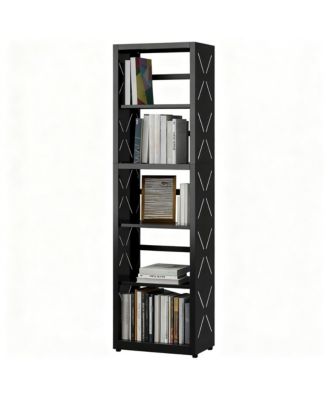 YIGII 5 Tier Metal Bookcase Adjustable Shelves Storage Shelf Unit
