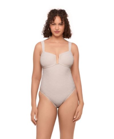 S3 Apparel Women's Smoothing and Sculpting Basket Weave Sweetheart U-Wire One-Piece Swimsuit