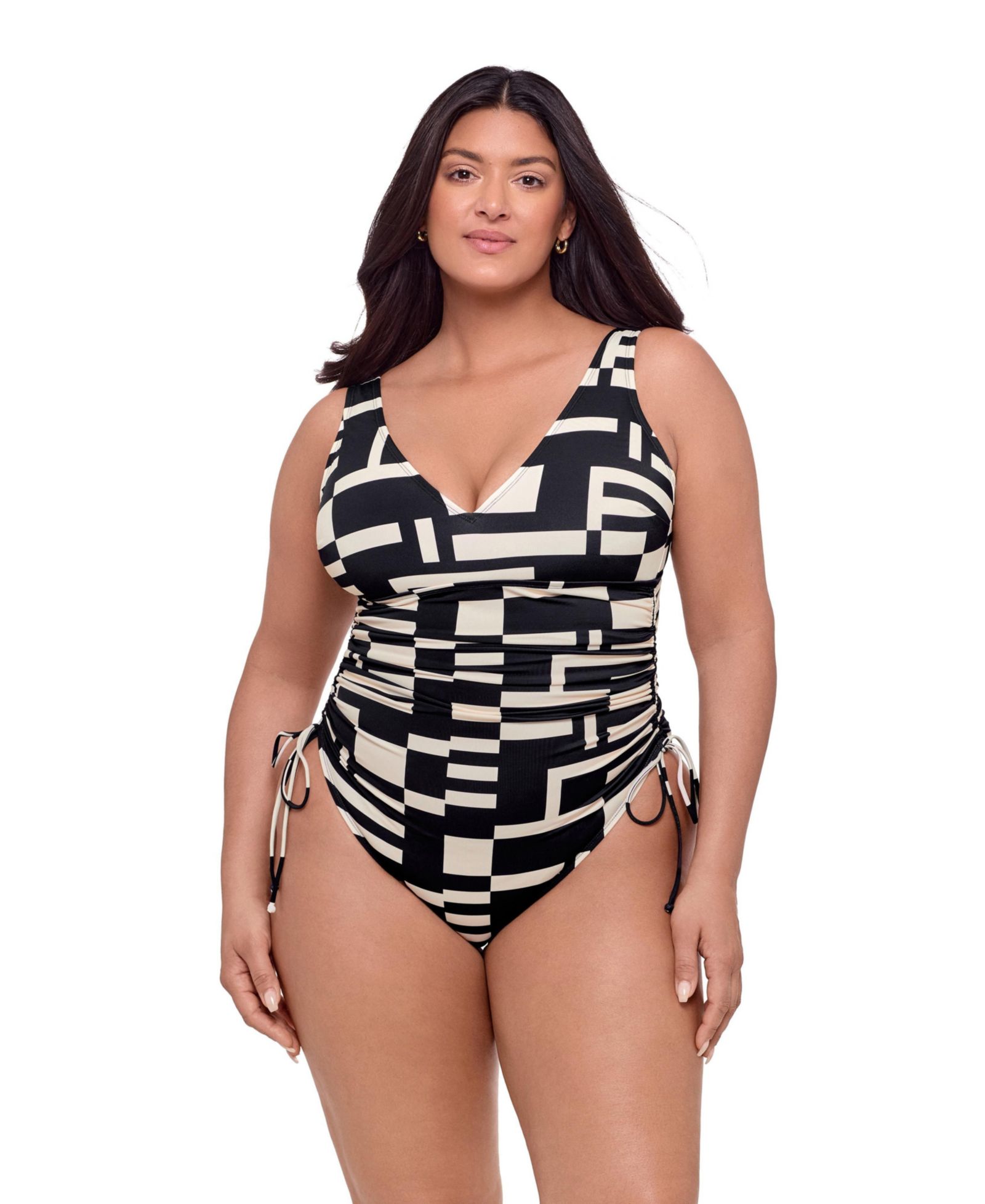 S3 Apparel Women's Smoothing and Sculpting Adjustable Low Cinched One-Piece Swimsuit