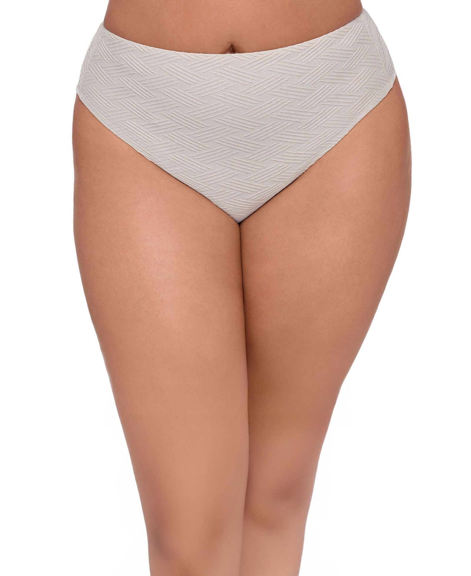 S3 Apparel Women's Smoothing and Sculpting Basket Weave High Leg High Rise Bikini Swimsuit Bottoms