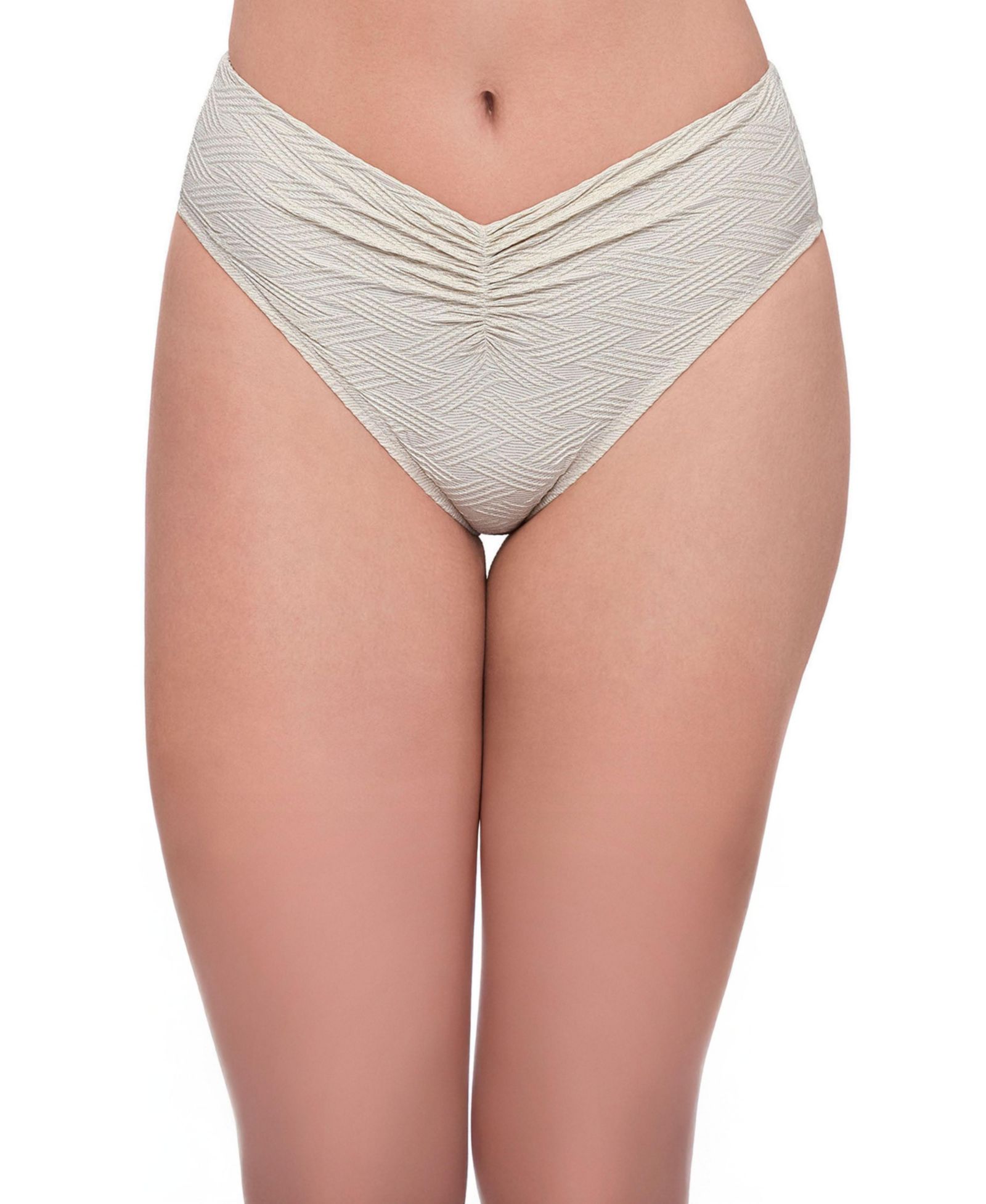 S3 Apparel Women's Smoothing and Sculpting Basket Weave Cinch Front High Cut Bikini Swimsuit Bottoms