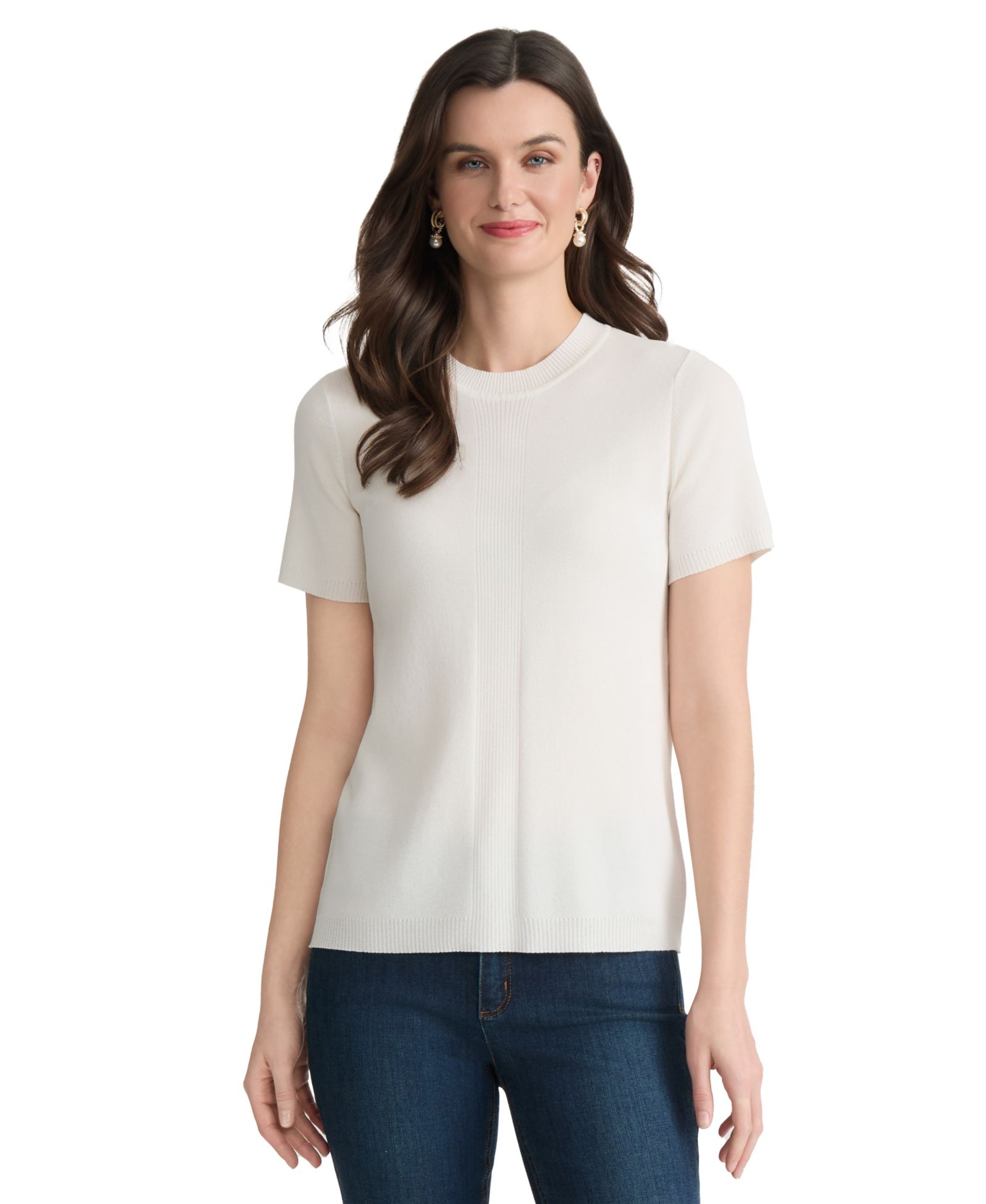 Jones New York Women's Short Sleeve Crewneck Knit Top