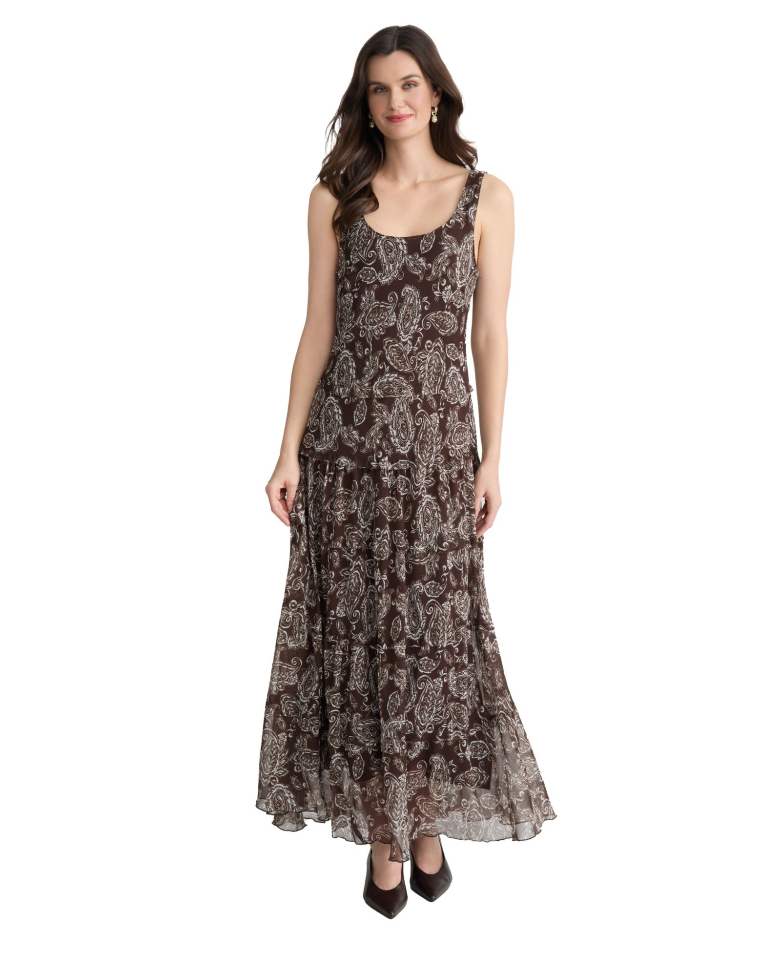 Jones New York Women's Printed Multi-Tier Maxi Dress
