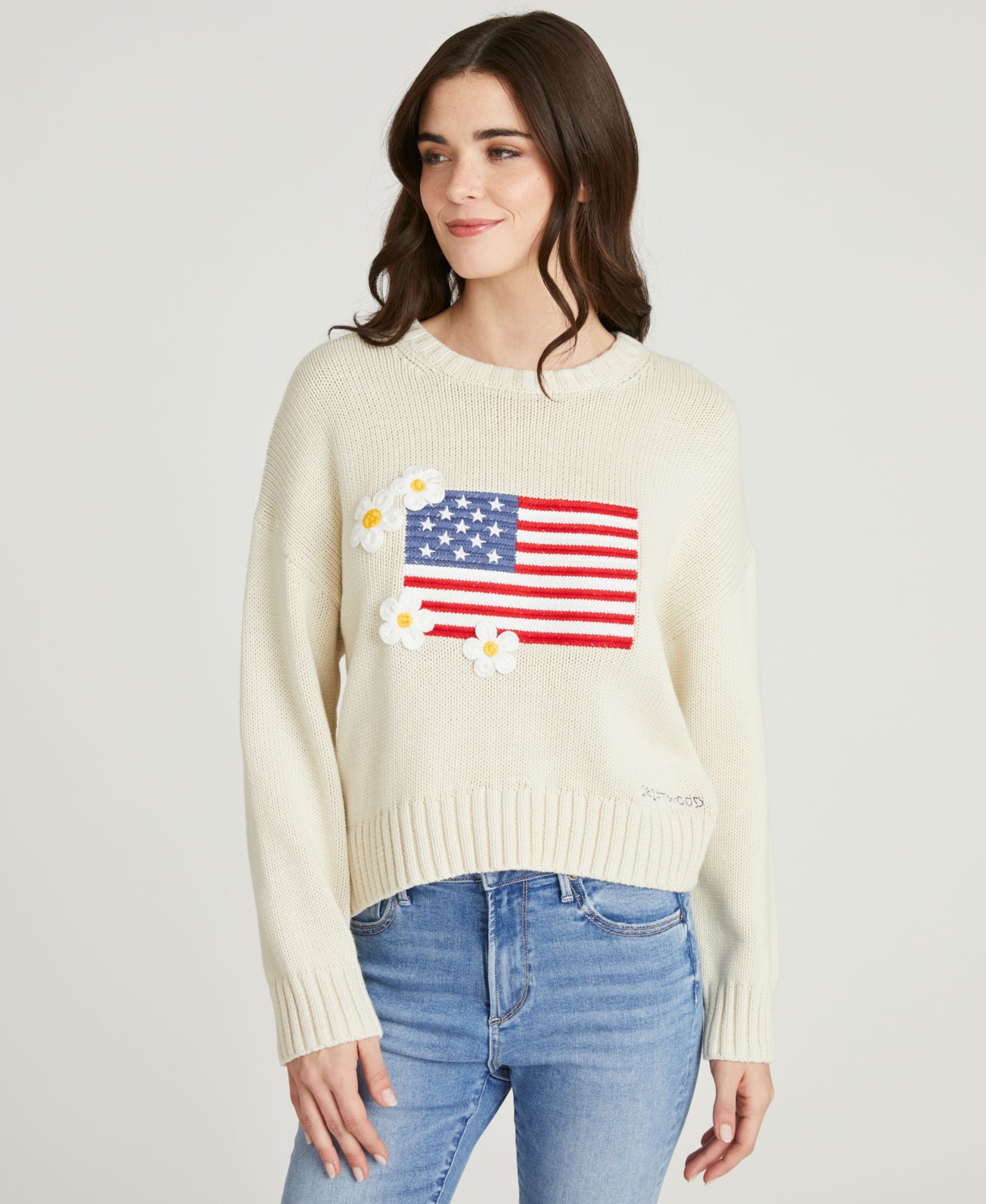 Driftwood Women's Flag Embroidered Long-Sleeve Sweater