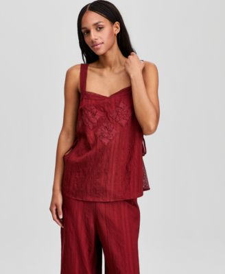 Женский топ And Now This Lace-Trim Side-Tie Tank Top